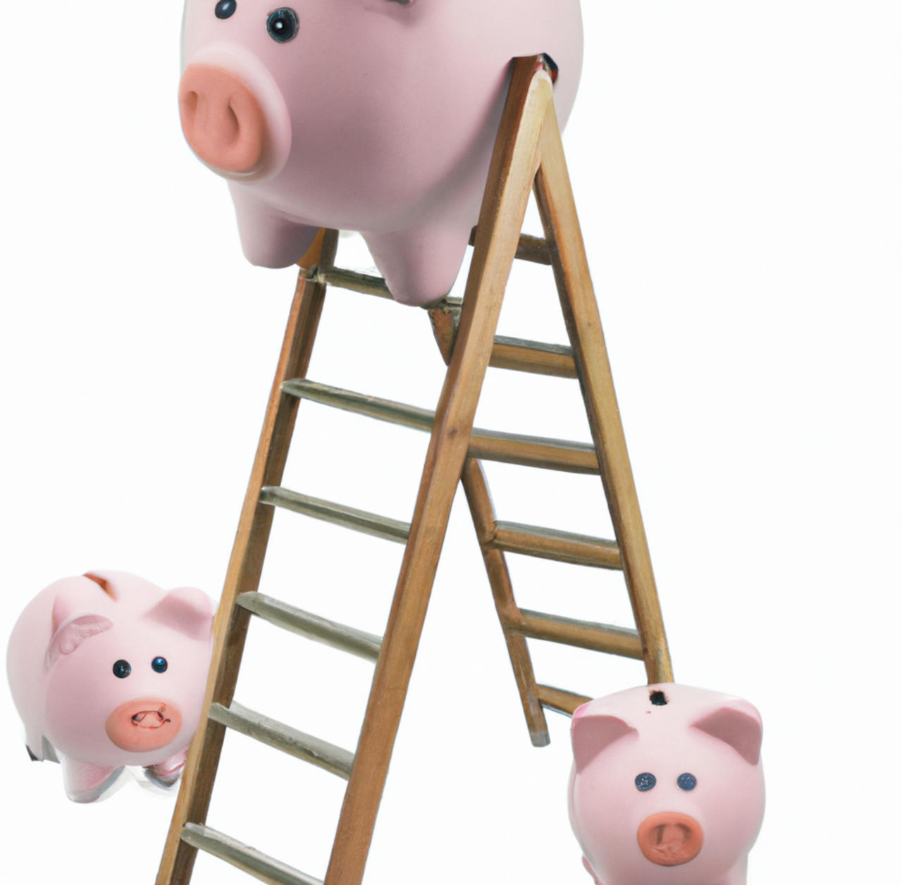 Piggy Banks climbing ladder, make your money work for you.